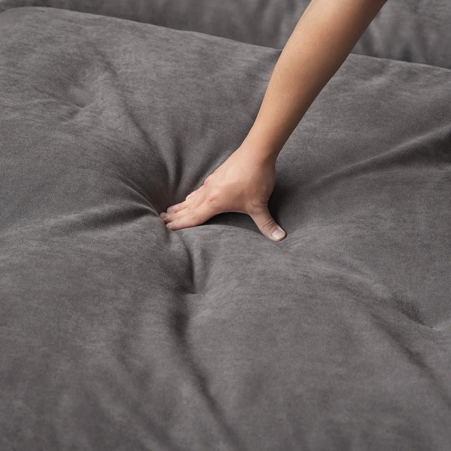 Deluxe Adjustable Cloud Sectional Sofas | Grey Frosted Velvet U shaped Sectionals 6-seaters
