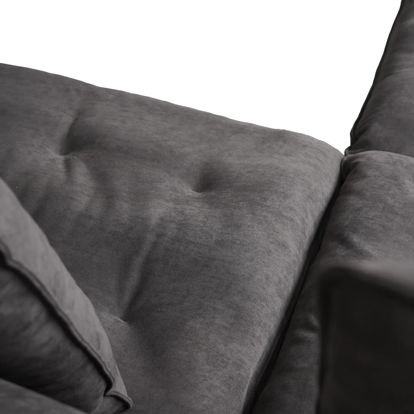Deluxe Adjustable Cloud Sectional Sofas | Grey Frosted Velvet U shaped Sectionals 5-seaters with 1 Ottoman
