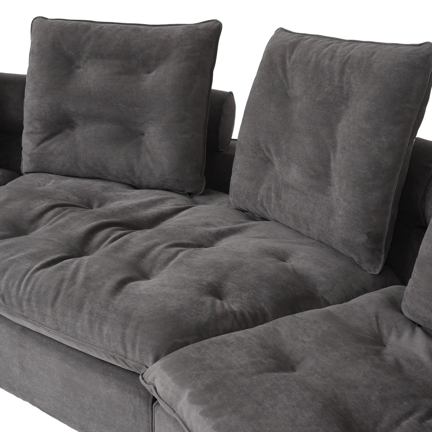 Deluxe Adjustable Cloud Sectional Sofas | Grey Frosted Velvet U shaped Sectionals 6-seaters