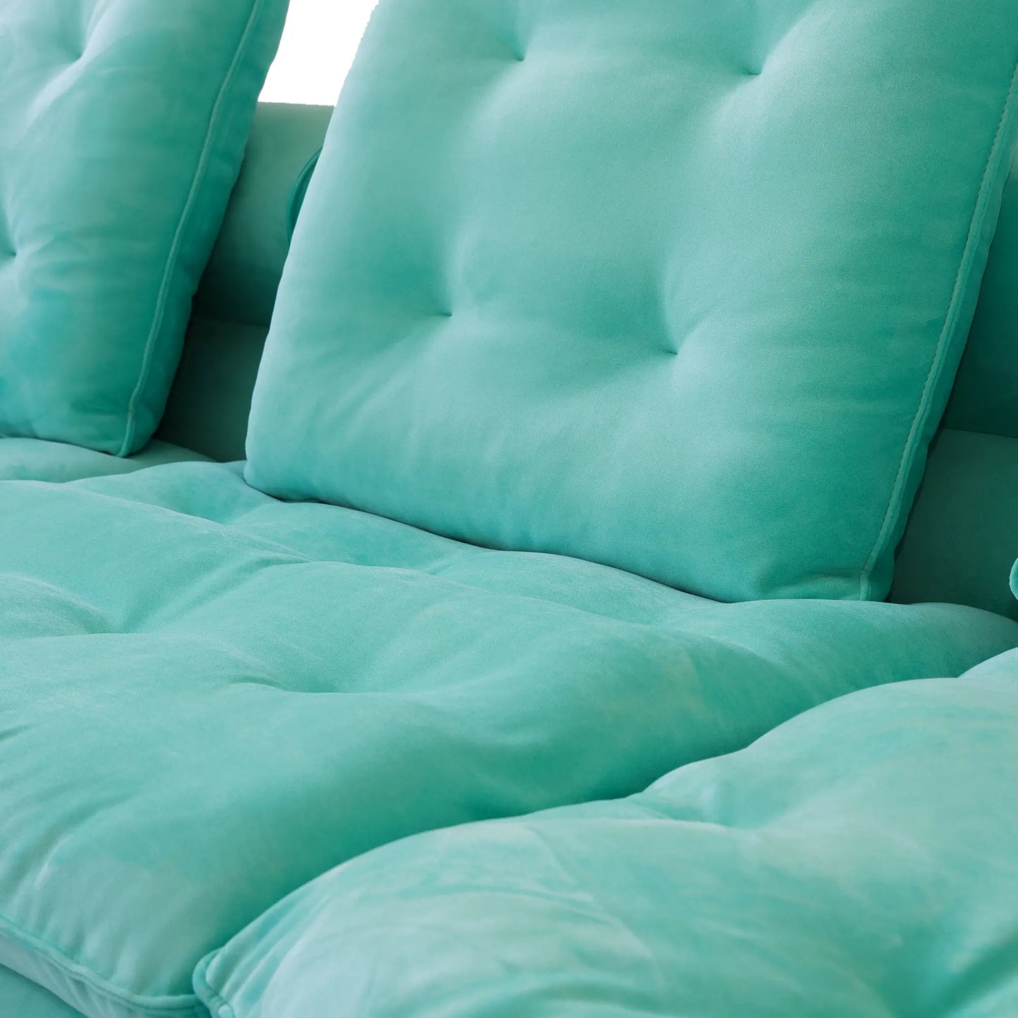 Deluxe Adjustable Cloud Sectional Sofas | Tiffany Blue Frosted Velvet U shaped Sectionals 6-seaters