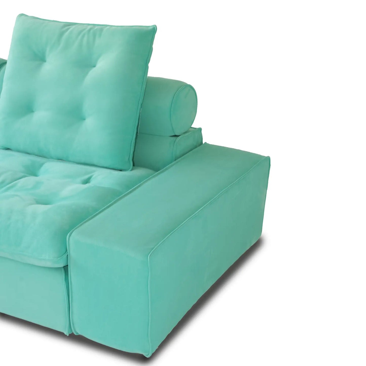 Deluxe Adjustable Cloud Sectional Sofas | Tiffany Blue Frosted Velvet Couch Sectionals 5-seaters with 1 Ottoman