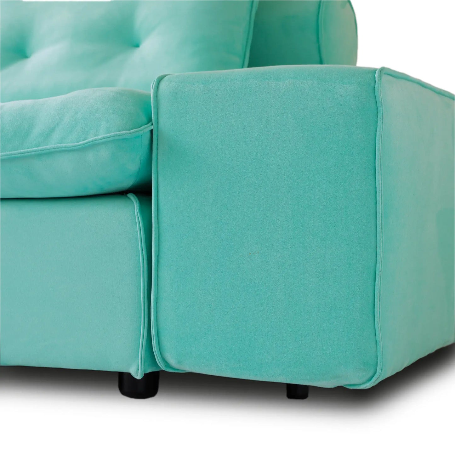 Deluxe Adjustable Cloud Sectional Sofas | Tiffany Blue Frosted Velvet U shaped Sectionals 6-seaters