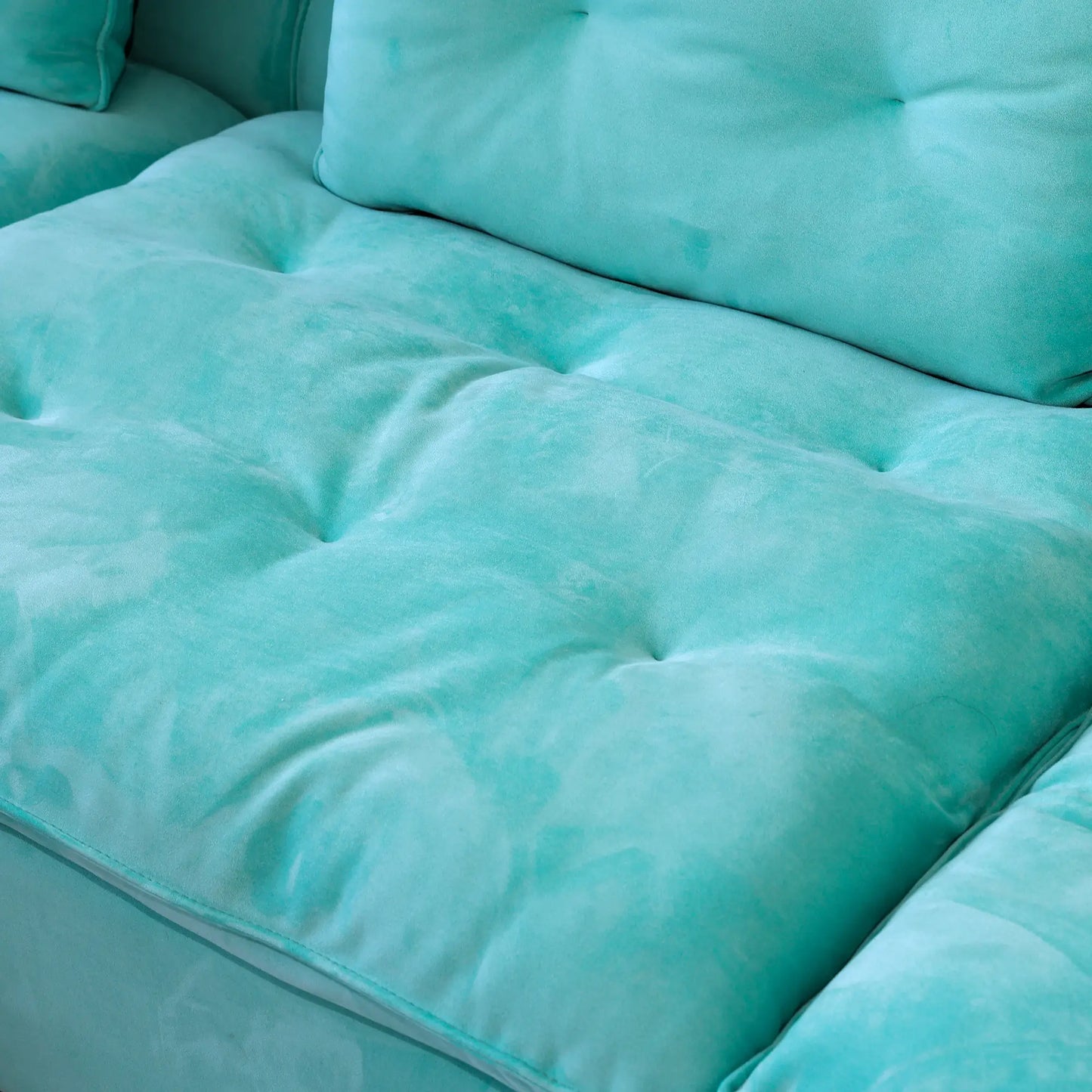 Deluxe Adjustable Cloud Sectional Sofas | Tiffany Blue Frosted Velvet U shaped Sectionals 4-seaters
