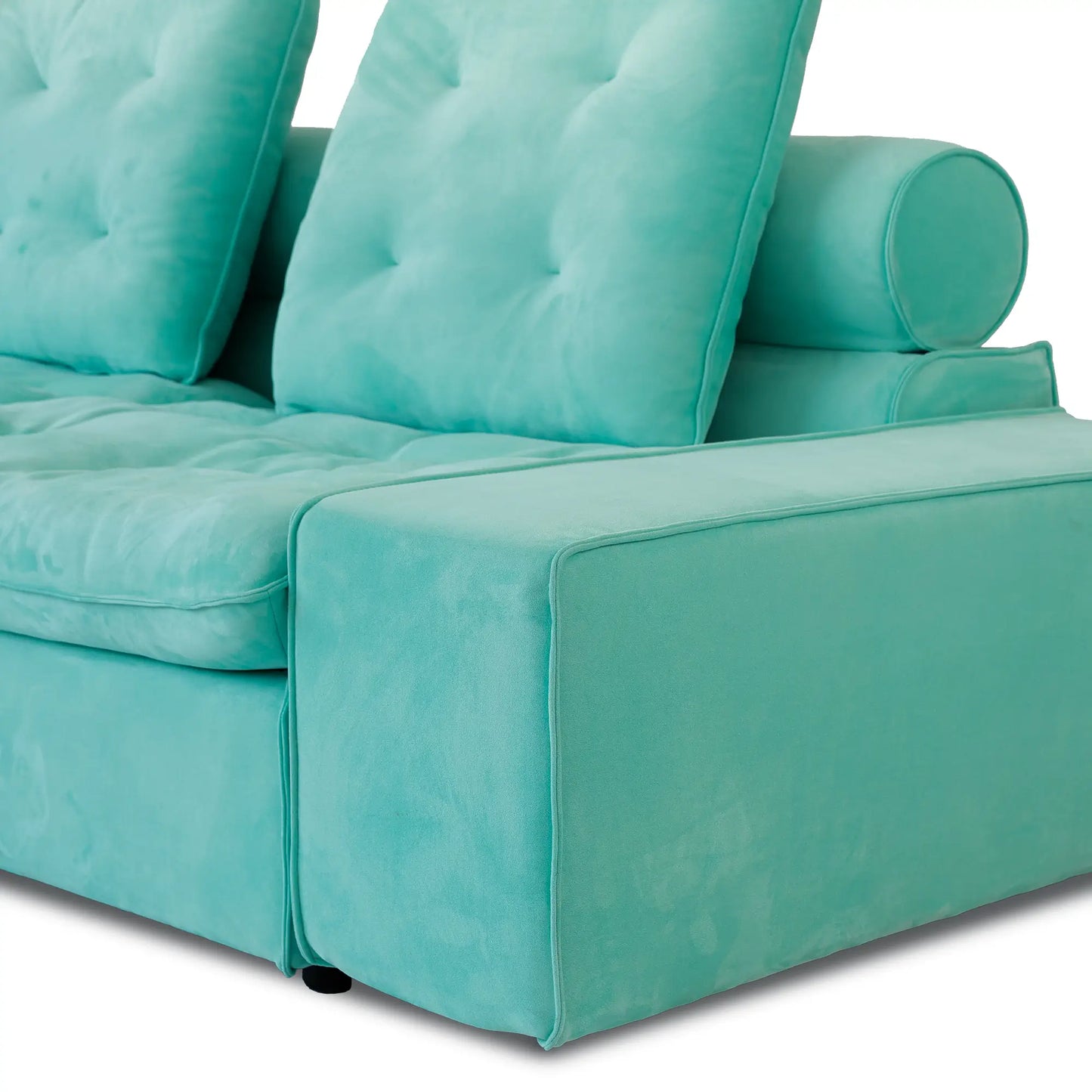 Deluxe Adjustable Cloud Sectional Sofas | Tiffany Blue Frosted Velvet U shaped Sectionals 4-seaters