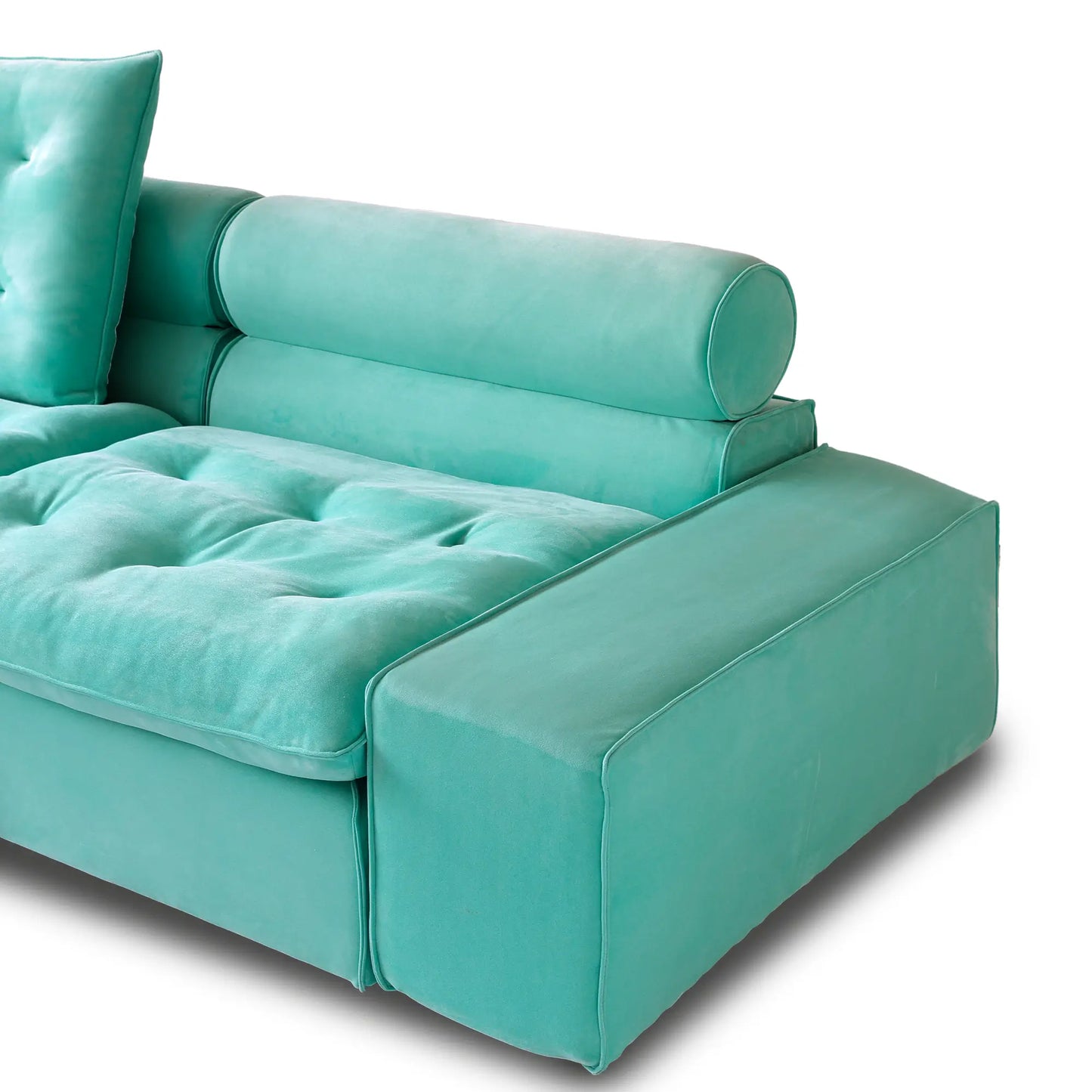 Deluxe Adjustable Cloud Sectional Sofas | Tiffany Blue Frosted Velvet U shaped Sectionals 4-seaters