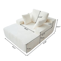 Essential Chaise Boneless Sofas | 1-Piece Corduroy Beige Single Sofa 1-Seater