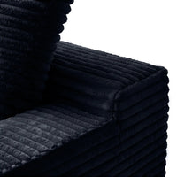 Essential Chaise Boneless Sofas | 1-Piece Corduroy Black Single Sofa 1-Seater