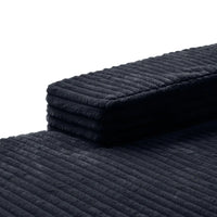 Essential Chaise Boneless Sofas | 1-Piece Corduroy Black Single Sofa 1-Seater