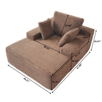 Essential Chaise Boneless Sofas | 1-Piece Corduroy Brown Single Sofa 1-Seater