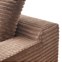 Essential Chaise Boneless Sofas | 1-Piece Corduroy Brown Single Sofa 1-Seater