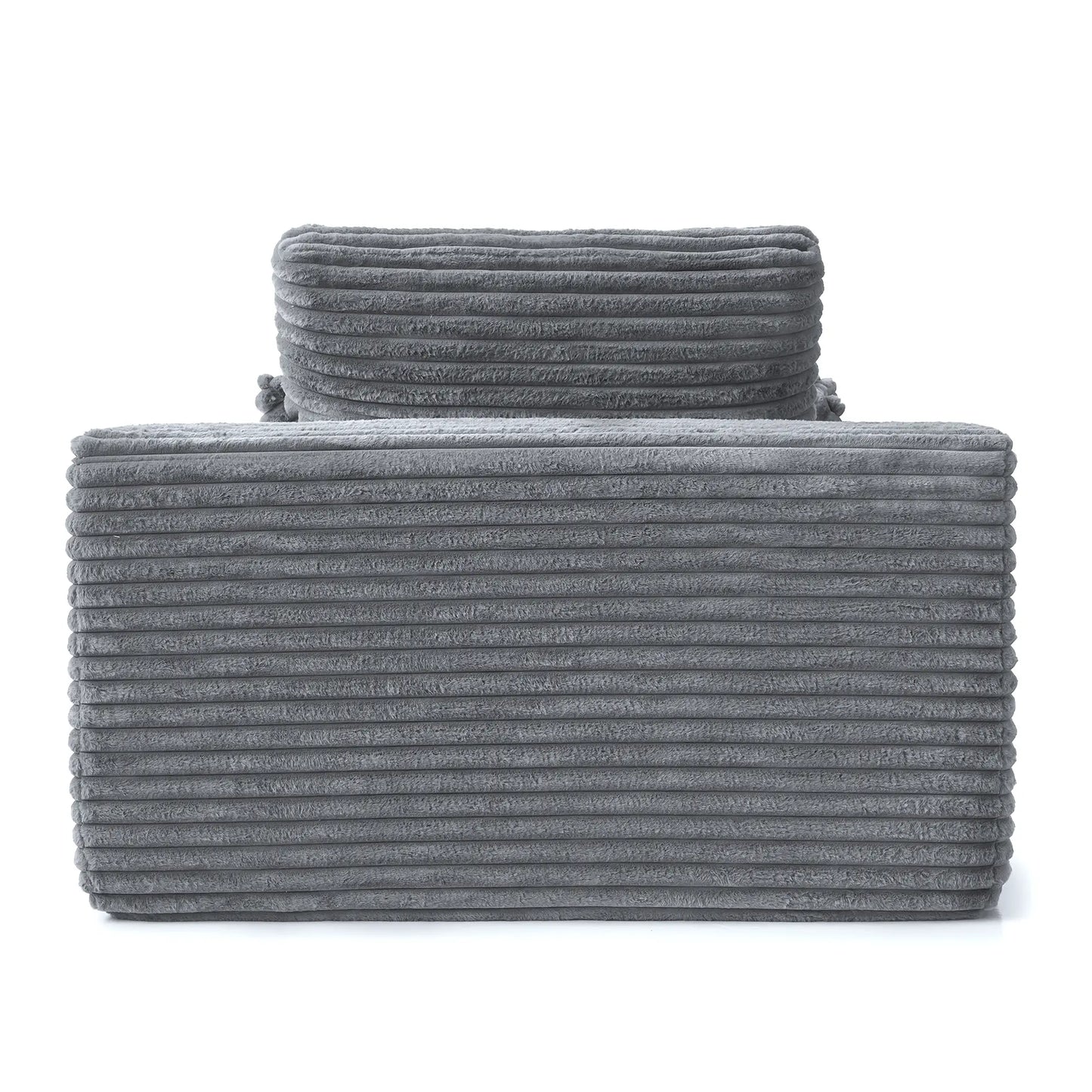 Essential Chaise Boneless Sofas | 1-Piece Corduroy Light Grey Single Sofa 1-Seater
