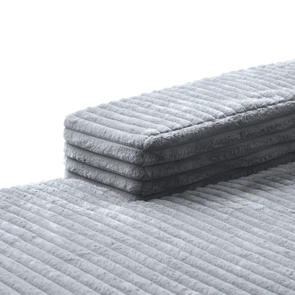 Essential Chaise Boneless Sofas | 1-Piece Corduroy Light Grey Single Sofa 1-Seater