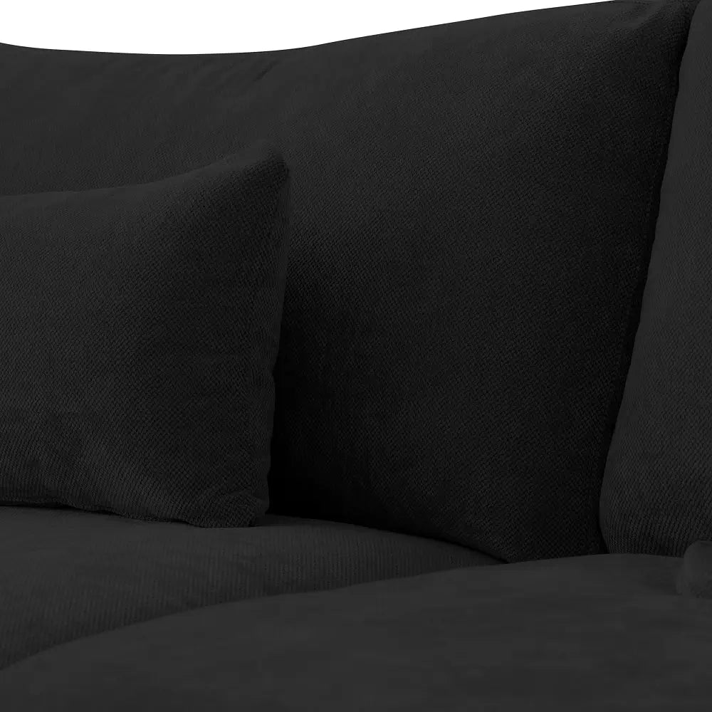 Deluxe Slope Cloud Sectional Sofas | Linen Black Ottomans 40" Modular Design 1-Seater