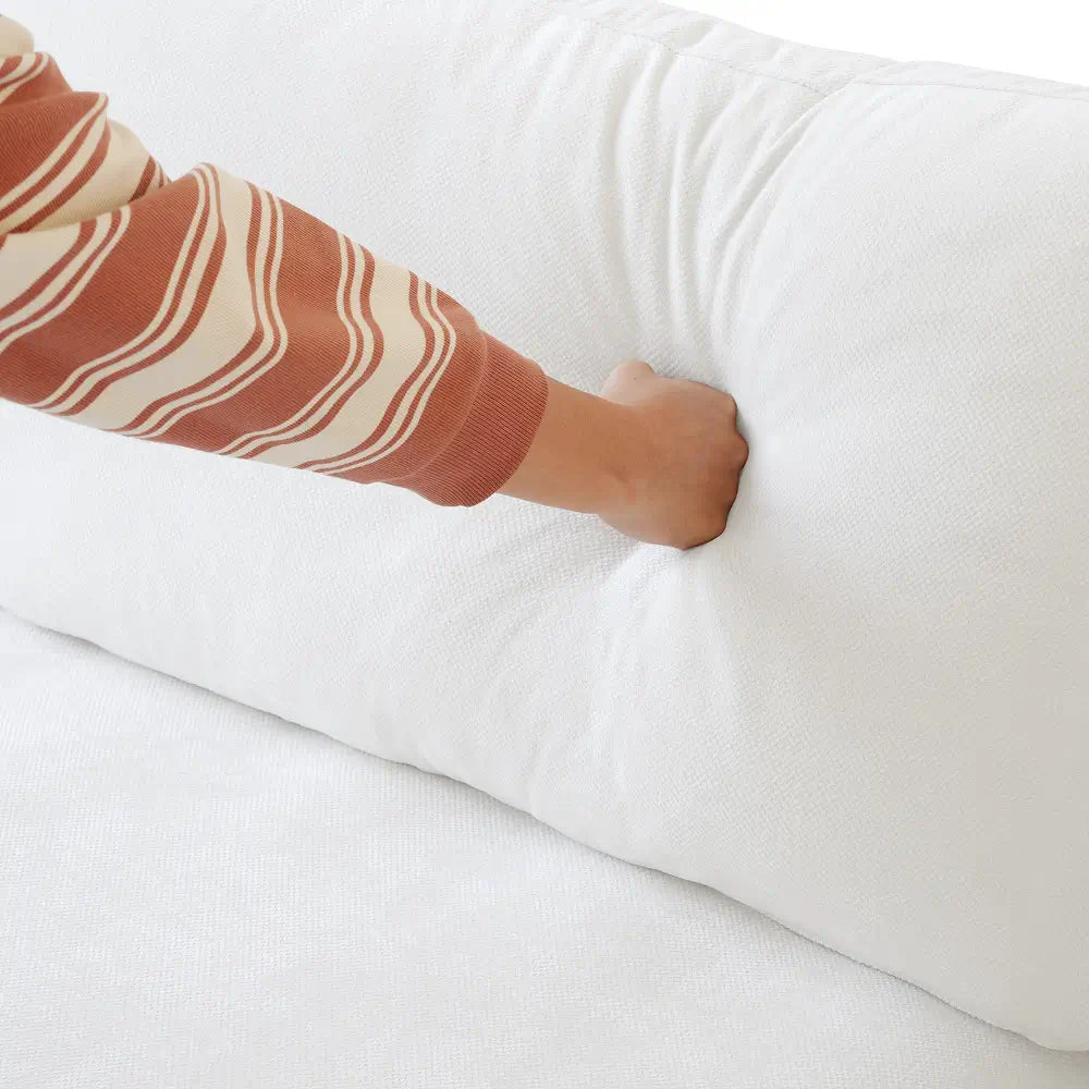 Deluxe Slope Cloud Sectional Sofas | 1-Piece White Linen Ottomans