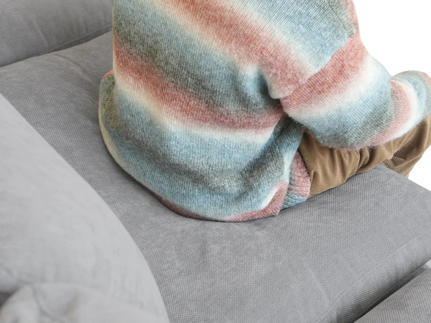 Deluxe Slope Cloud Sectional Sofa Covers | Light Grey Chenille and Linen Sofa Cover for 4-Seater