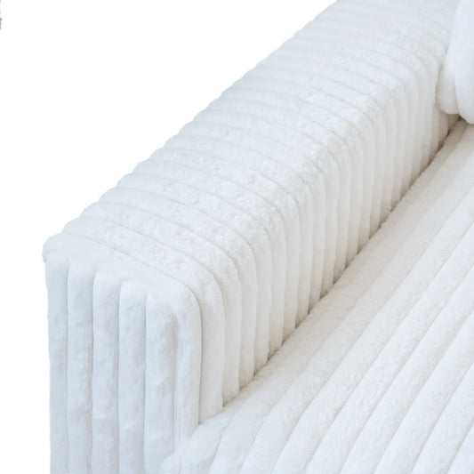 Fundas de sofá seccional Deluxe Classic Cloud | Fundas de sofá de felpa beige para 4 plazas con 2 otomanas