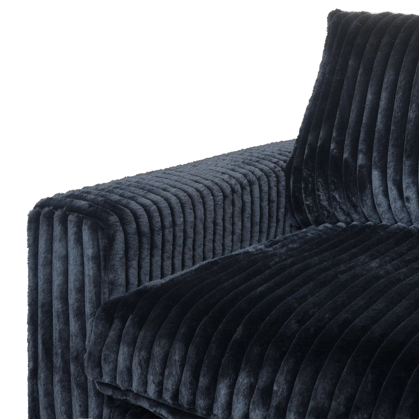 Deluxe Classic Cloud Sectional Sofas | Black Plush Fabric U shaped Sectionals 4-seaters
