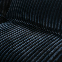 Deluxe Classic Cloud Sectional Sofas | 3-Piece Black Plush Fabric Chaise Sectionals 2-seaters