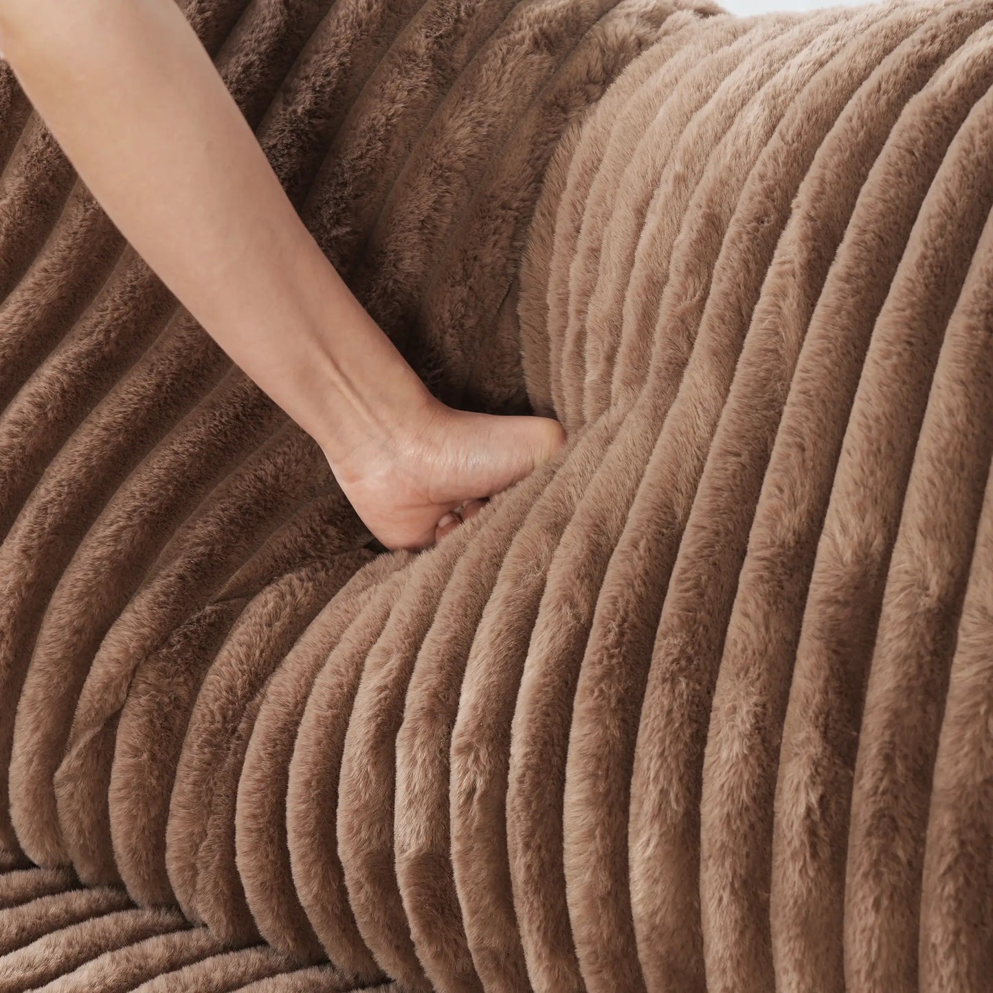 Sofás seccionales Deluxe Classic Cloud | Seccionales en forma de L de 6 piezas, de tela afelpada marrón, para 4 plazas