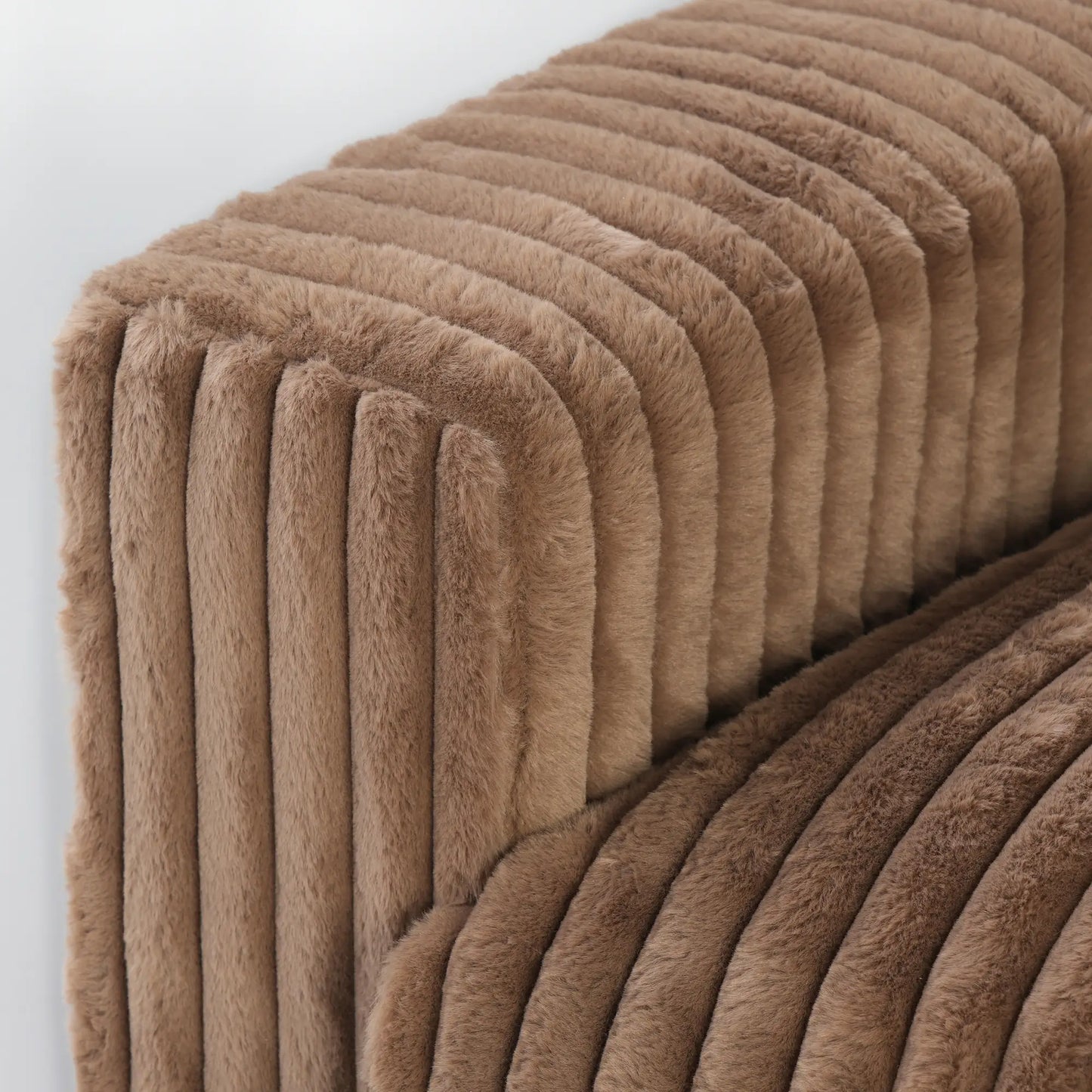 Deluxe Classic Cloud Sectional Sofas | Brown Plush Fabric U shaped Sectionals 4-seaters