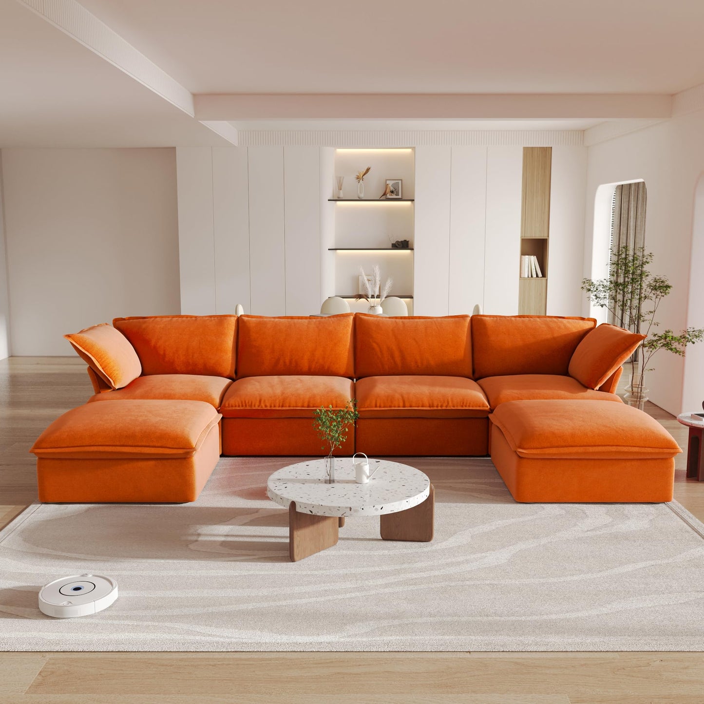 Sectional Couches for Living Room,82.66" Cloud Modular Sectional Sofa, Velvet Deep Couch,Cushion Covers Removable & Replaceable,LoveSofa,Blue