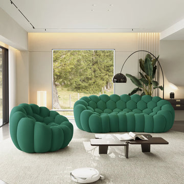 Essential 4-Seater green 3D-Knitted Fabric L-Shaped Sectionals | 2-Piece, 3D-Knitted Fabric, Compact Design