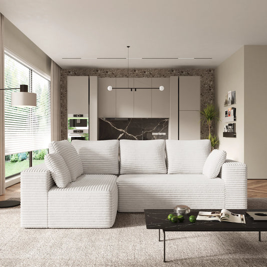 Sofás seccionales Matrix Nook | Sofás seccionales de 2 piezas en forma de L de pana beige de 2 plazas