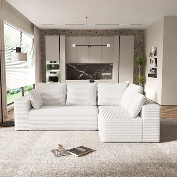 Matrix 4-Seater beige Modular L-Shaped Sectionals | 2-Piece, Corduroy Fabric, Apartment Friendly