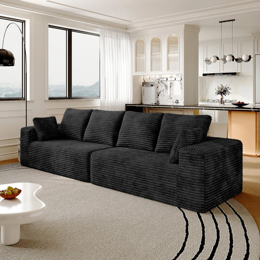 Matrix 4-Seater black Modular Loveseats | 2-Piece, Corduroy Fabric, Apartment Friendly