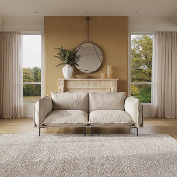 Sofá modular de dos plazas Deluxe Cloud, color marrón | 2 piezas, tela de terciopelo, ideal para apartamentos.