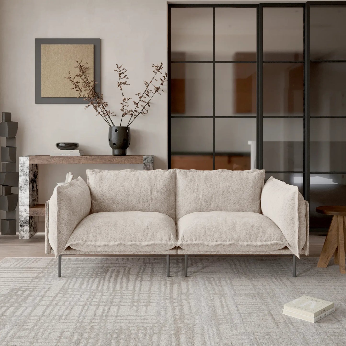 Deluxe Urban Cloud Sectional Sofas | 2-Piece Velvet Brown Loveseats 2-Seater