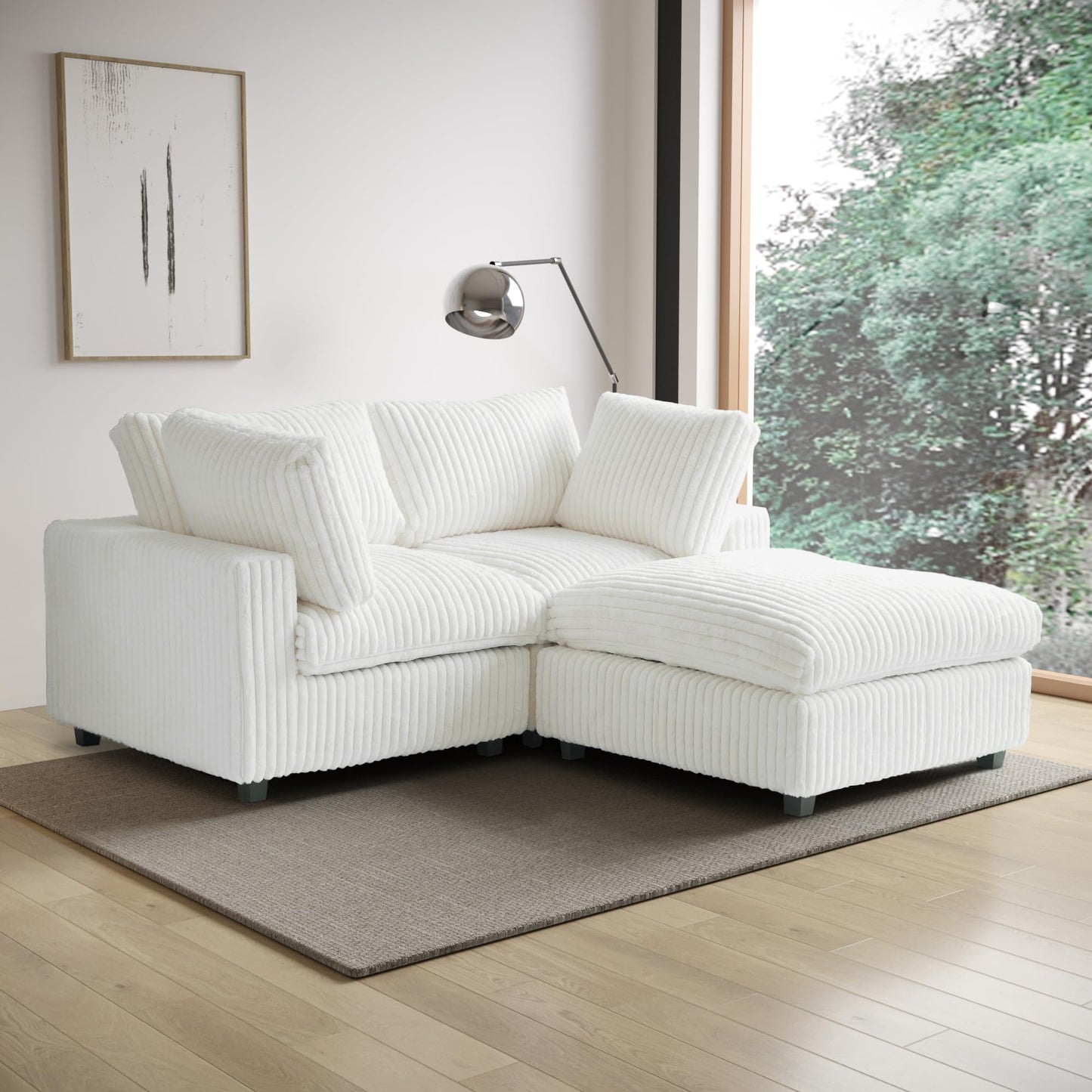 Cloud Couch Modular Sectional Sofa,157" Oversized U Shaped Couch with Ottoman,6 Seater Convertible Sofa,Comfy Plush Couches for Living Room,Covers Washable&Replaceable (White)