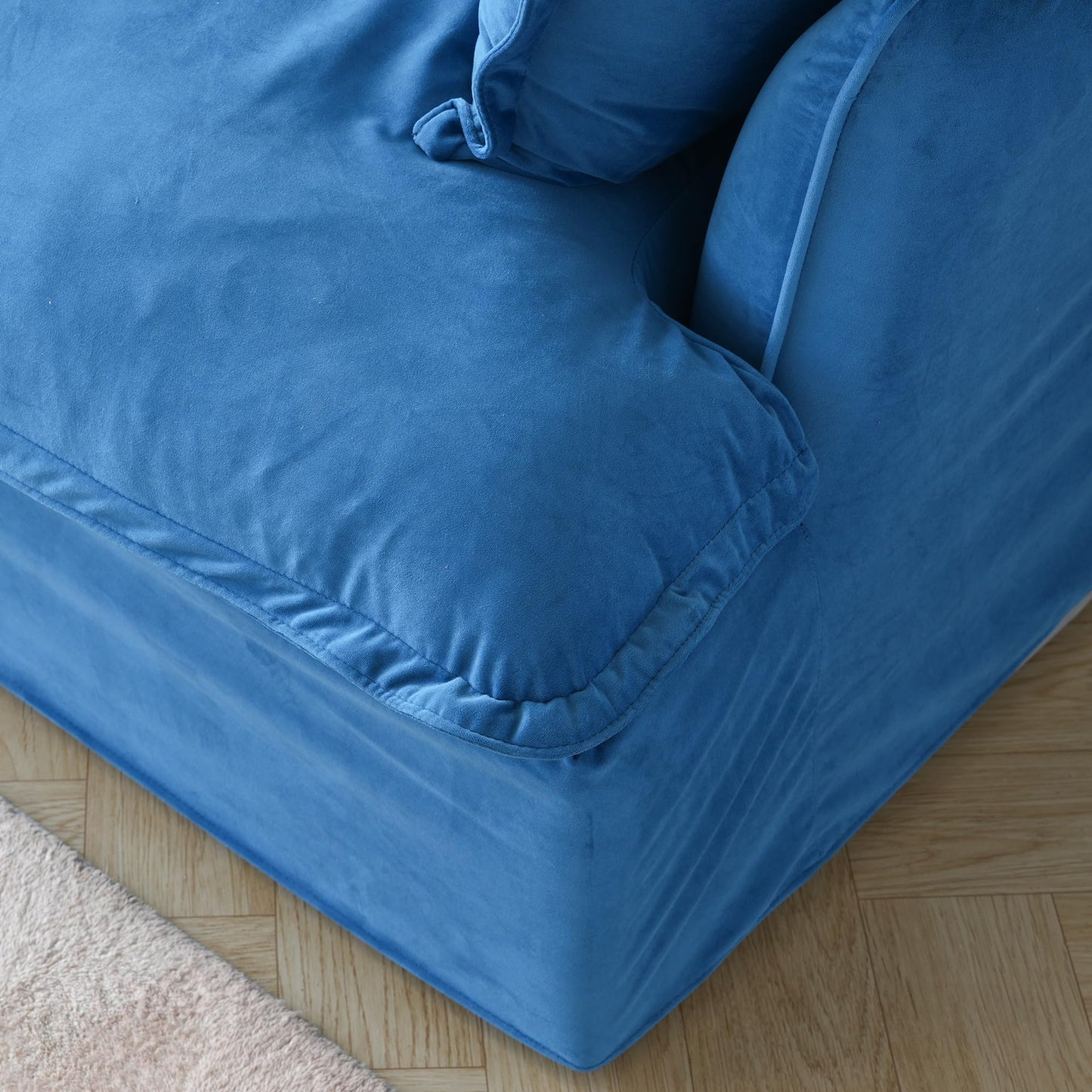 Sectional Couches for Living Room,82.66" Cloud Modular Sectional Sofa, Velvet Deep Couch,Cushion Covers Removable & Replaceable,LoveSofa,Blue