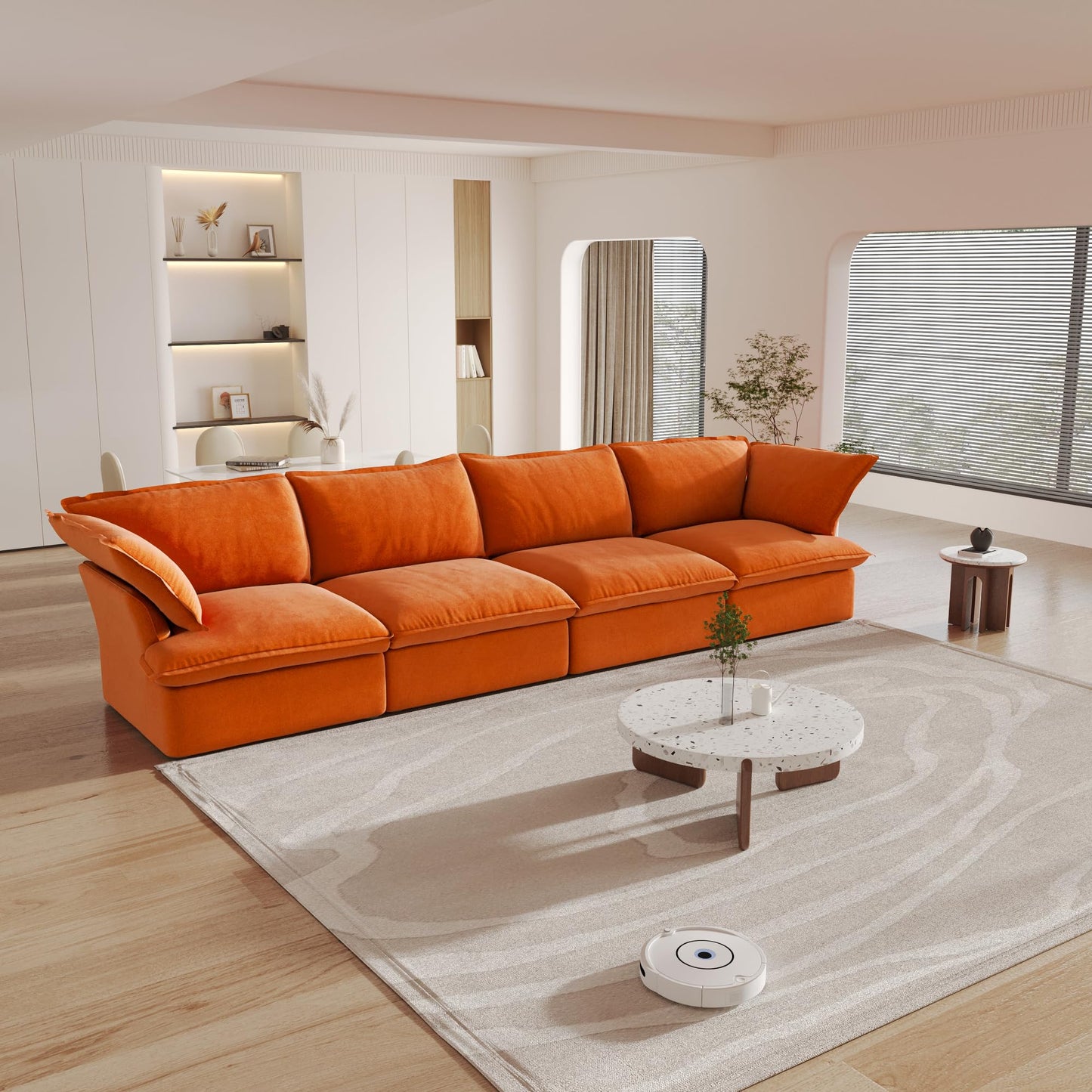 Sectional Couches for Living Room,82.66" Cloud Modular Sectional Sofa, Velvet Deep Couch,Cushion Covers Removable & Replaceable,LoveSofa,Blue