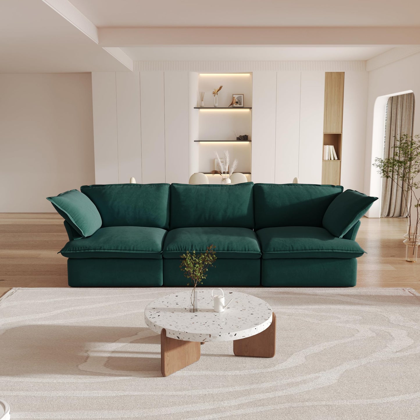 Sectional Couches for Living Room,82.66" Cloud Modular Sectional Sofa, Velvet Deep Couch,Cushion Covers Removable & Replaceable,LoveSofa,Blue