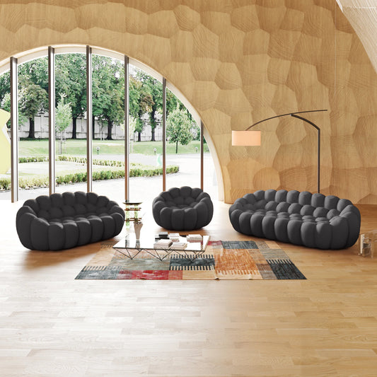 Essential Armless Floor Sofas | 3-Piece 3D Knitted Fabric Grey Sofa Sets 6-Seater