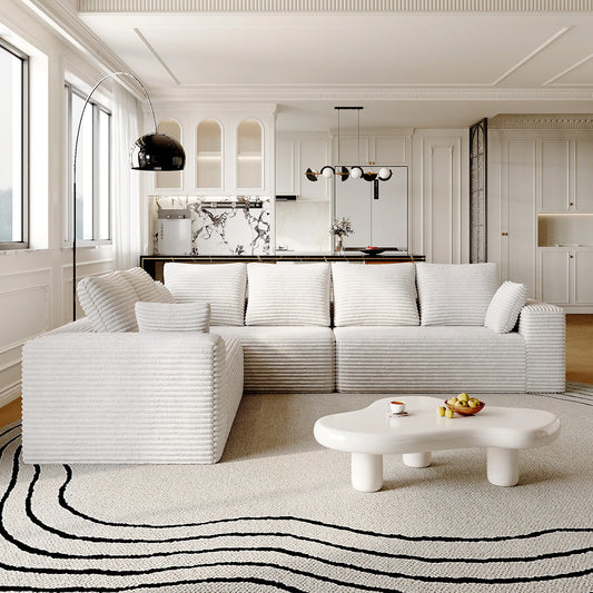 Sofás seccionales Matrix Nook | Sofás seccionales de 3 piezas en forma de L de pana beige de 3 plazas