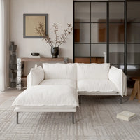 Deluxe Urban Cloud Sectional Sofas | 3-Piece Velvet Beige Chaise Sectionals 2-Seater With 1 Ottoman