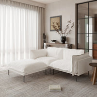 Deluxe Urban Cloud Sectional Sofas | 3-Piece Velvet Beige Chaise Sectionals 2-Seater With 1 Ottoman