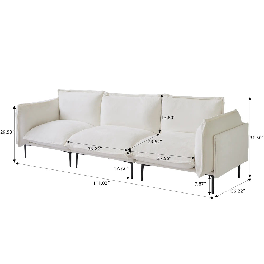 Deluxe Urban Cloud Sectional Sofas | 3-Piece Velvet Beige Couch Sectionals 3-Seater