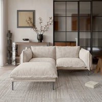 Deluxe Urban Cloud Sectional Sofas | 3-Piece Velvet Brown Chaise Sectionals 2-Seater With 1 Ottoman