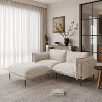 Deluxe Urban Cloud Sectional Sofas | 3-Piece Velvet Brown Chaise Sectionals 2-Seater With 1 Ottoman