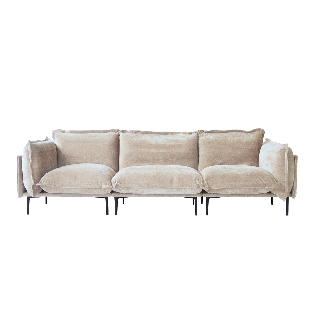 Deluxe Urban Cloud Sectional Sofas | 3-Piece Velvet Brown Couch Sectionals 3-Seater