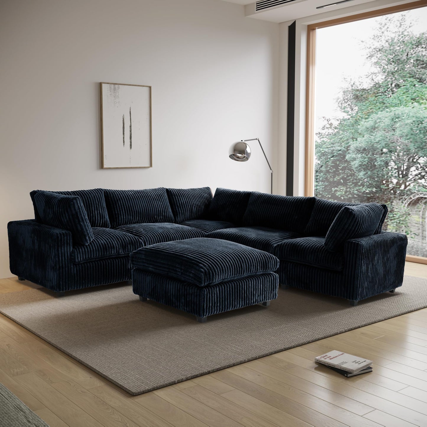 Cloud Couch Modular Sectional Sofa,157" Oversized U Shaped Couch with Ottoman,6 Seater Convertible Sofa,Comfy Plush Couches for Living Room,Covers Washable&Replaceable (White)