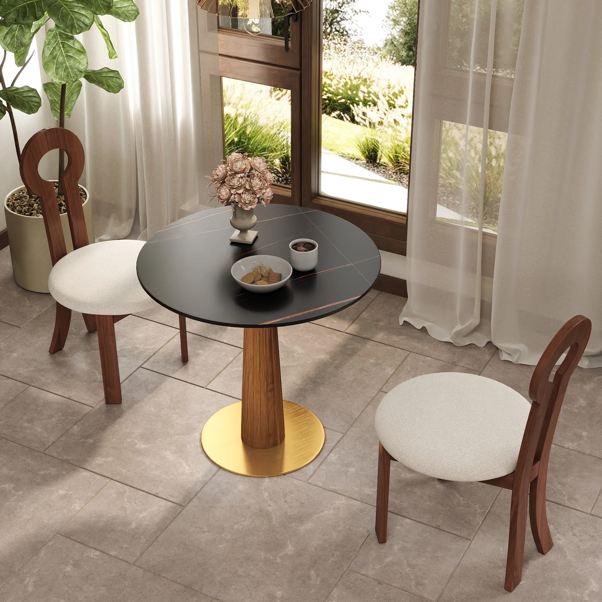 Bistro Round Table with Sintered Stone Top | WJS Home