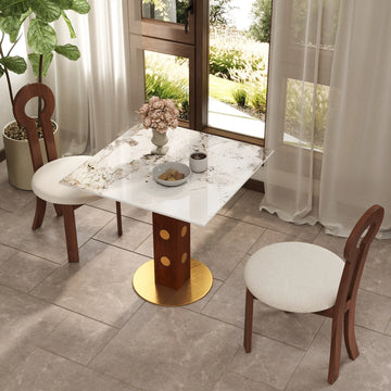 Mesa de bistró Nero de piedra sinterizada | Pandora cuadrada de 86 cm con base de madera