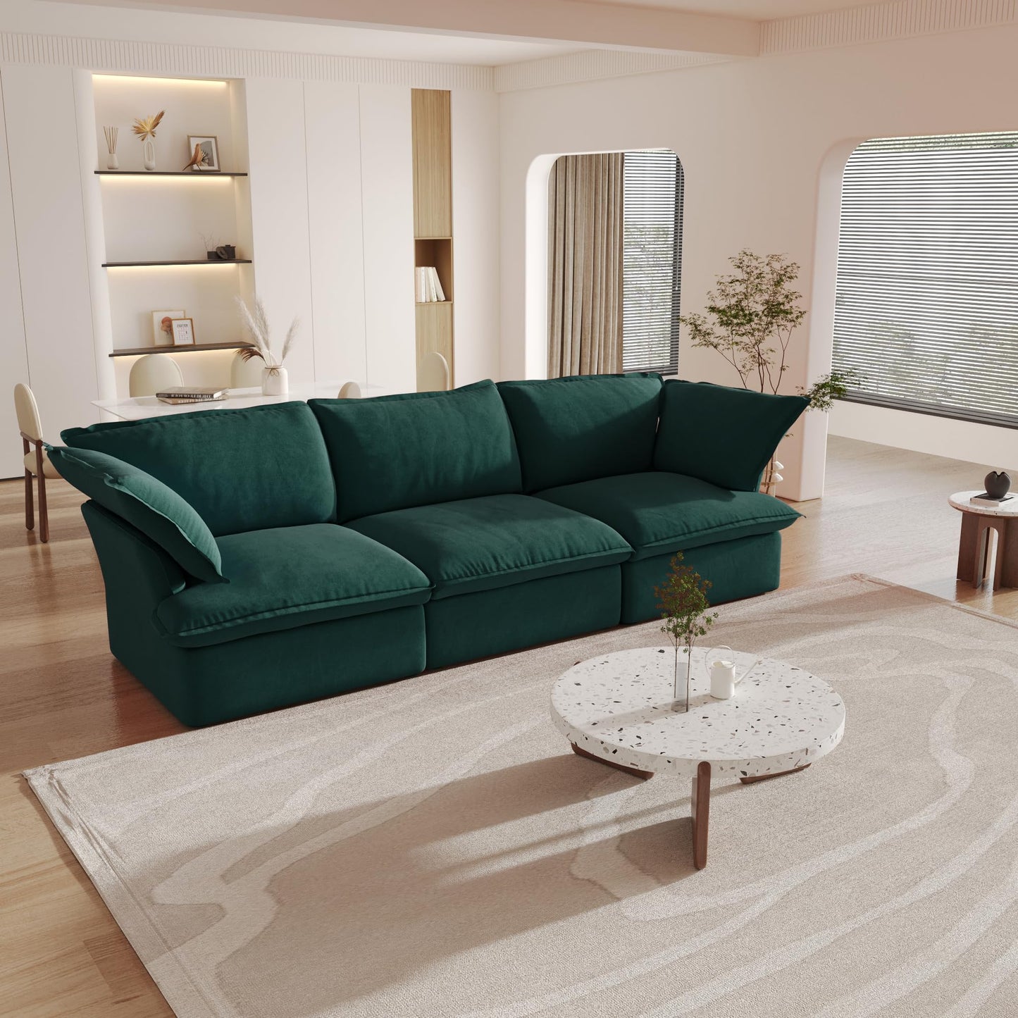 Sectional Couches for Living Room,82.66" Cloud Modular Sectional Sofa, Velvet Deep Couch,Cushion Covers Removable & Replaceable,LoveSofa,Blue