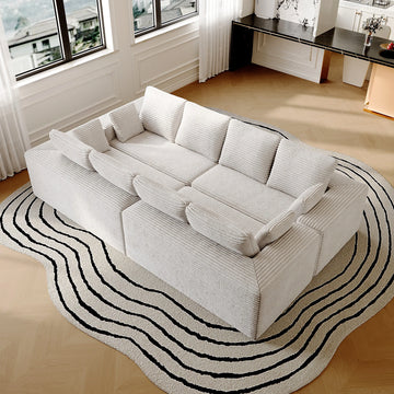 Matrix 8-Seater beige Modular U-Shaped Sectionals | 4-Piece, Corduroy Fabric, Large Space
