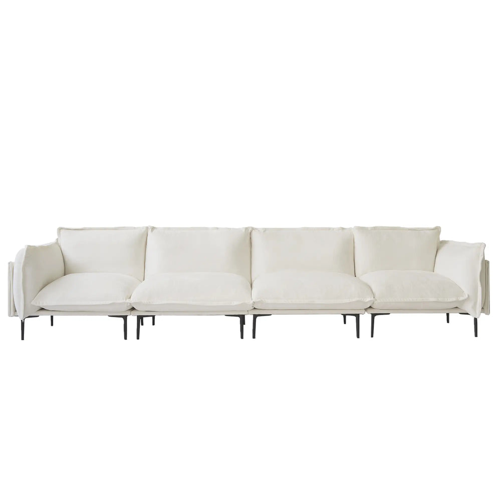 Deluxe Urban Cloud Sectional Sofas | 4-Piece Velvet Beige Couch Sectionals 4-Seater