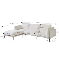 Deluxe Urban Cloud Sectional Sofas | 4-Piece Velvet Beige L-Shaped Sectionals 3-Seater With 1 Ottoman
